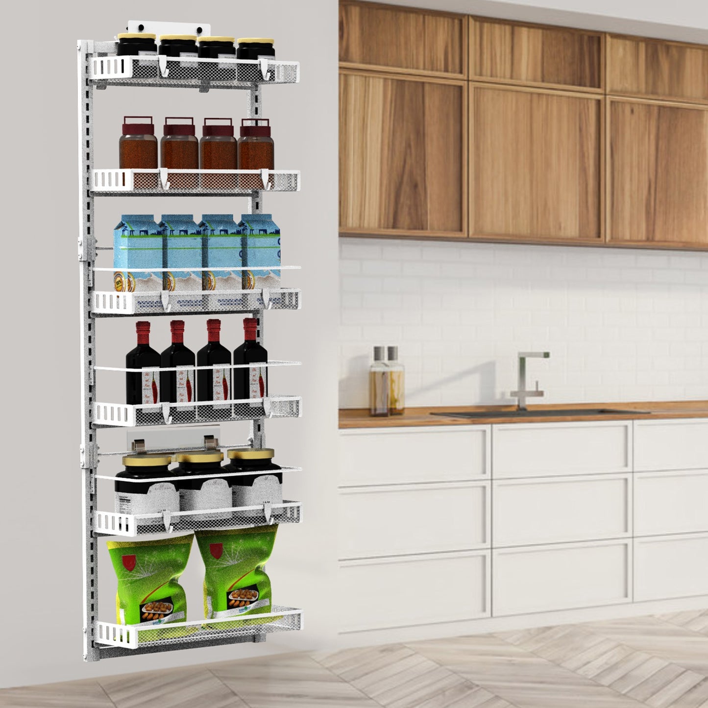 Over The Door Organizer 6-Tier Pantry Rack with 110lb Capacity