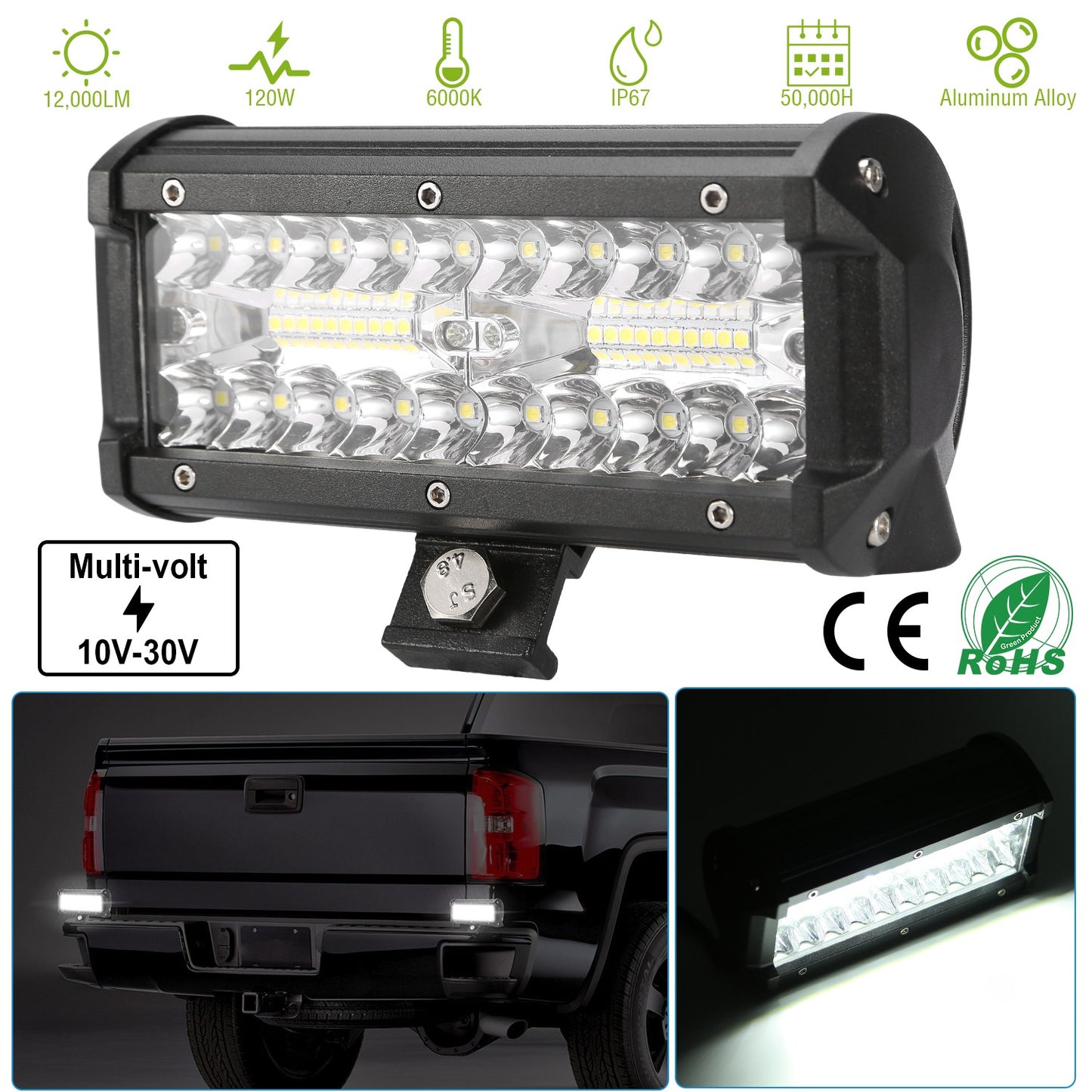 7" LED Light Bar 120W Offroad Driving Light Spot Flood Beam