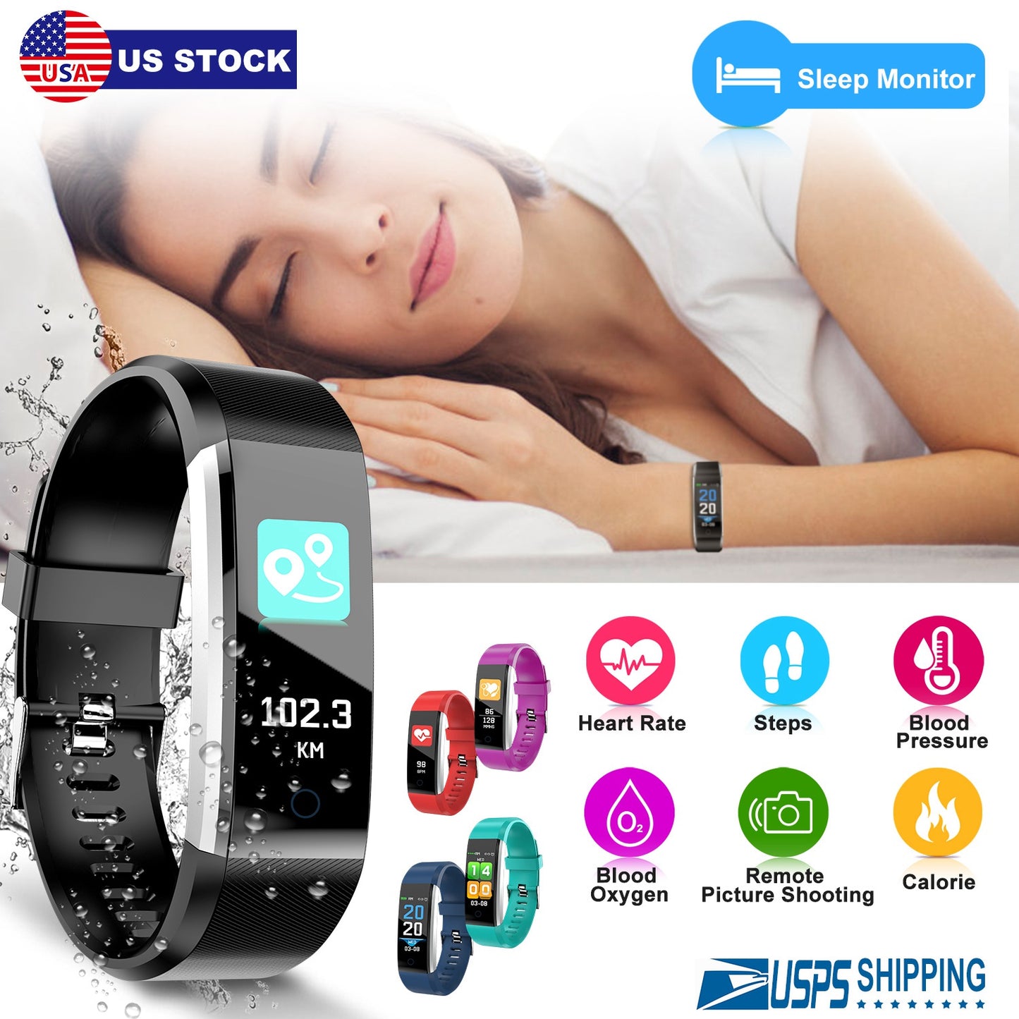 Fitness Tracker with Heart Rate Monitor & Sleep Tracking