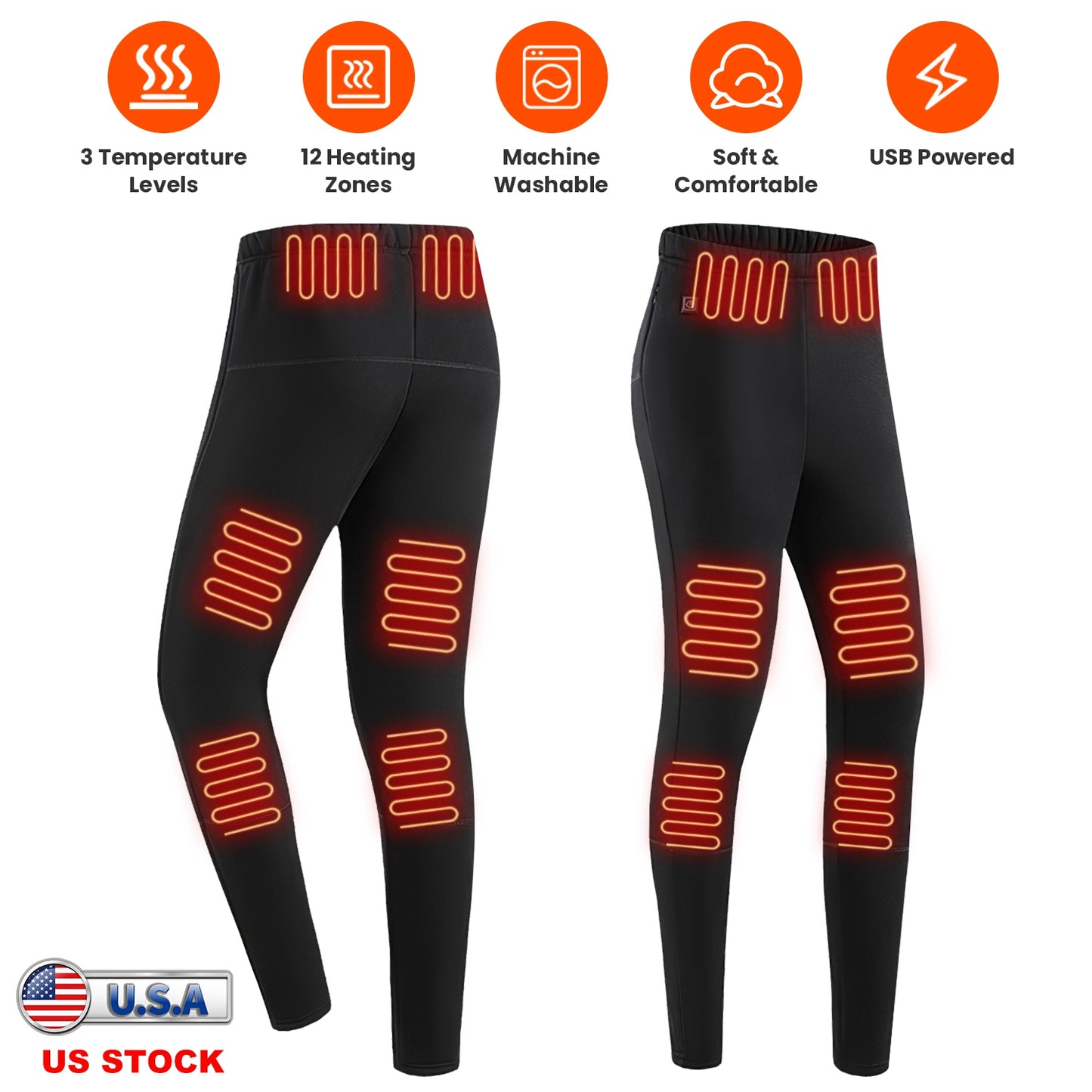 Heated Pants with 12 Heating Zones USB Powered
