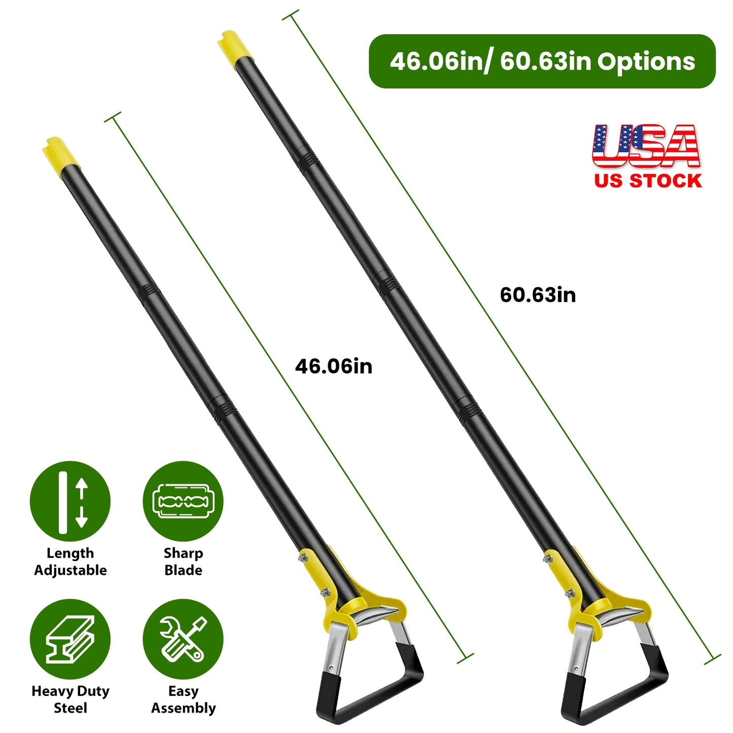 Adjustable Stirrup Hoe 46" Push-Pull Garden Weeder Tool
