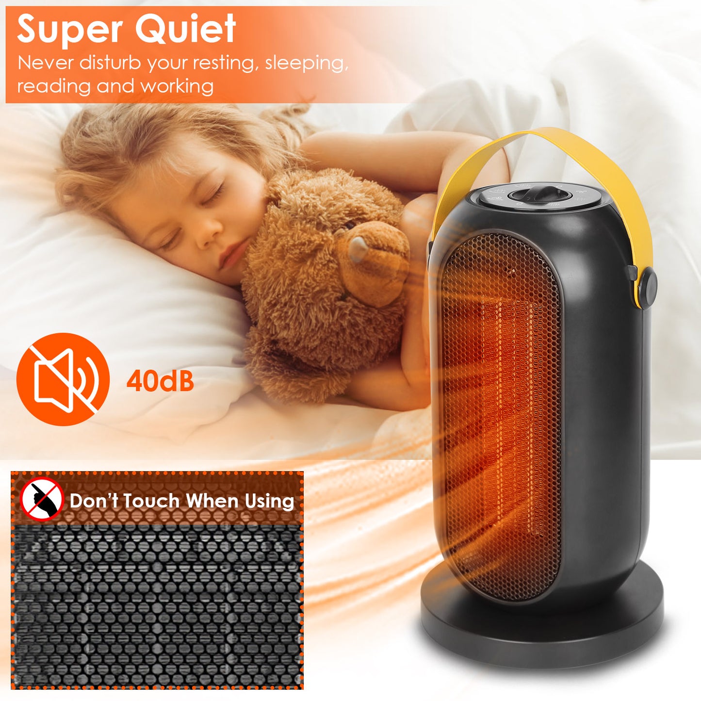 Portable Ceramic Space Heater with Oscillation & Fan Mode