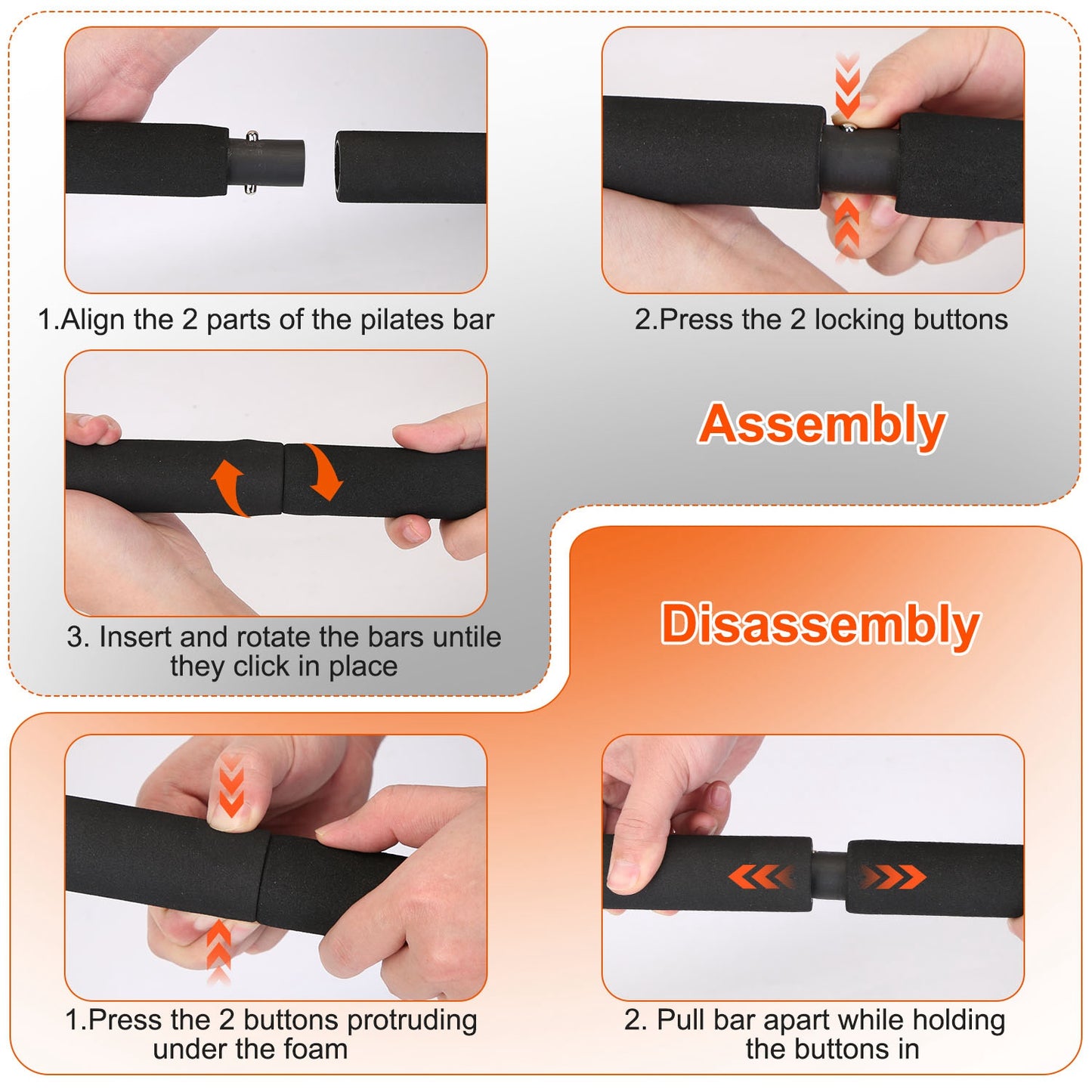 Pilates Bar Kit with 100LBS Resistance Bands & Accessories