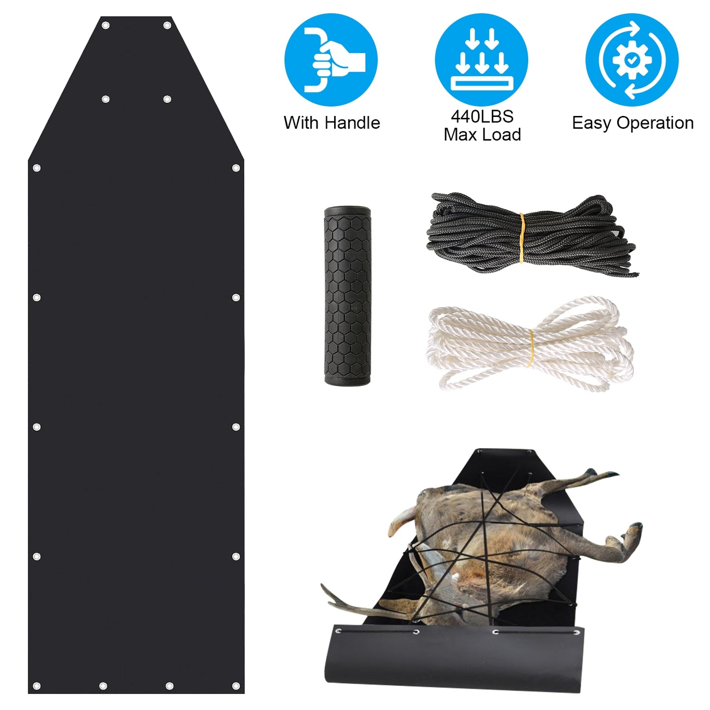 Deer Drag Sled with Handle for Hunting and Game Hauling