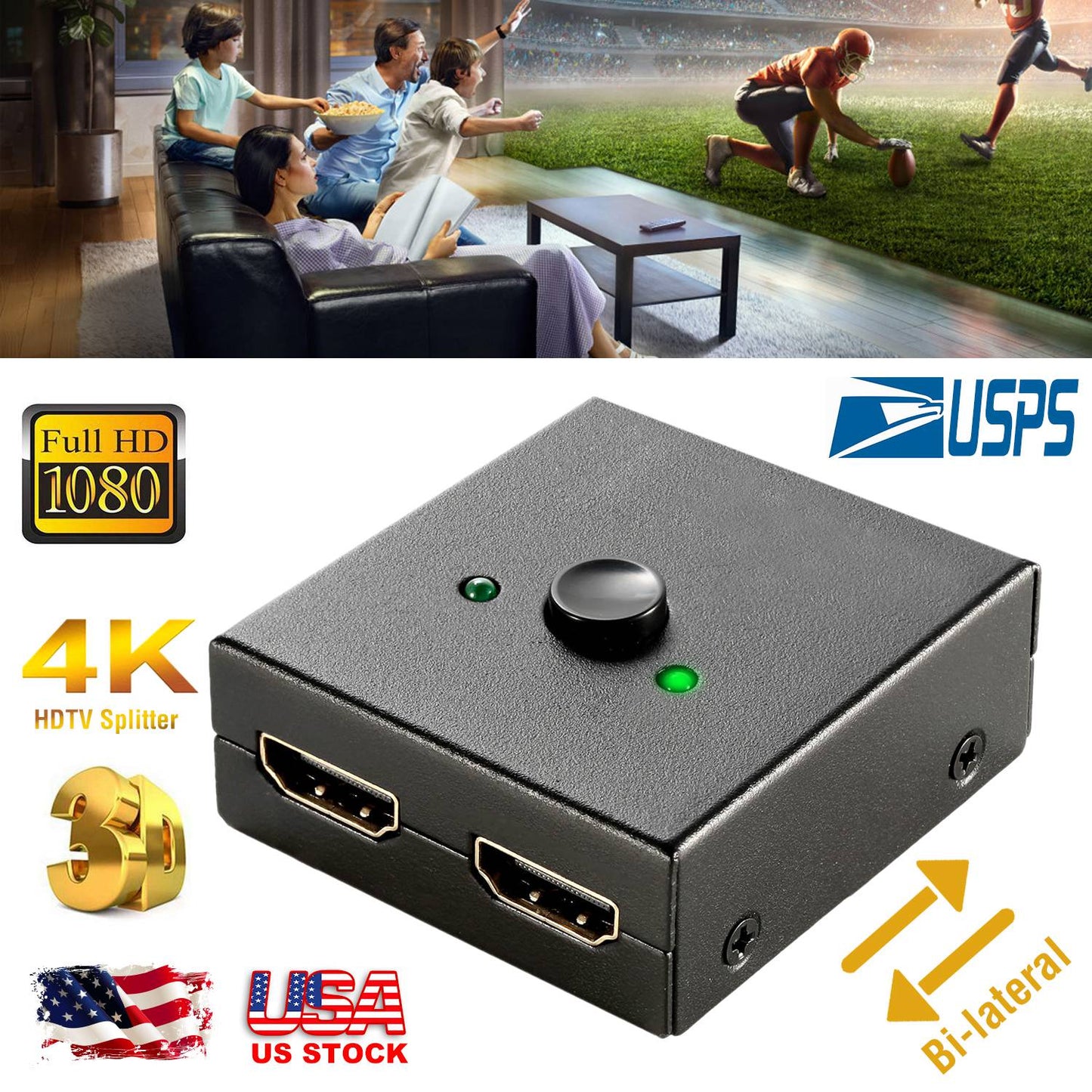 HDMI Bi-Directional Switch 2x1 / 1x2 Splitter 4K 3D 1080P