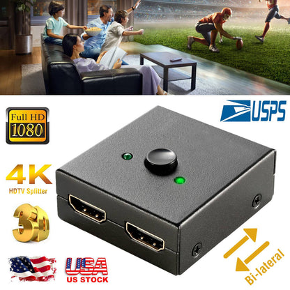 HDMI Bi-Directional Switch 2x1 / 1x2 Splitter 4K 3D 1080P
