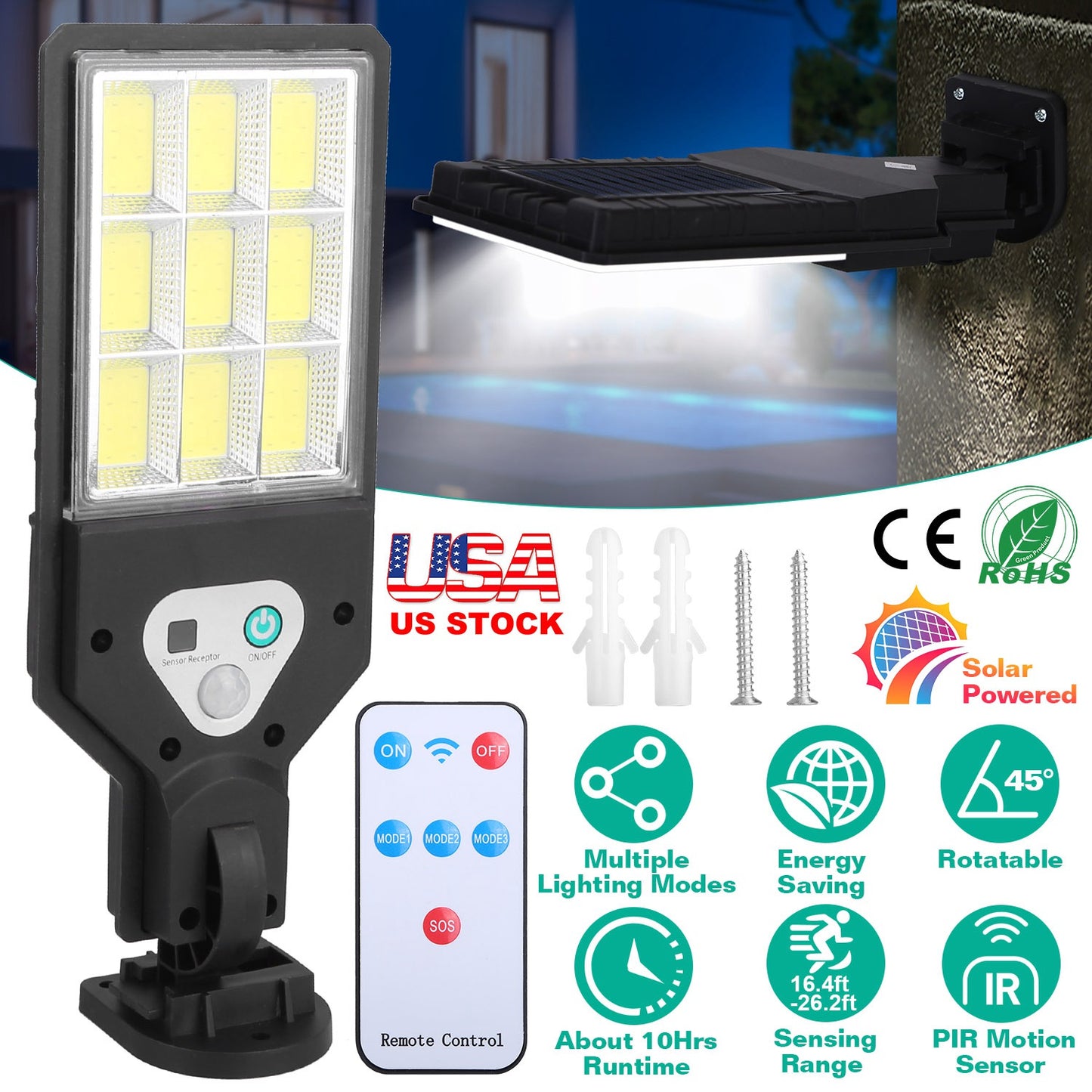 Solar Wall Light with Motion Sensor and Remote Control