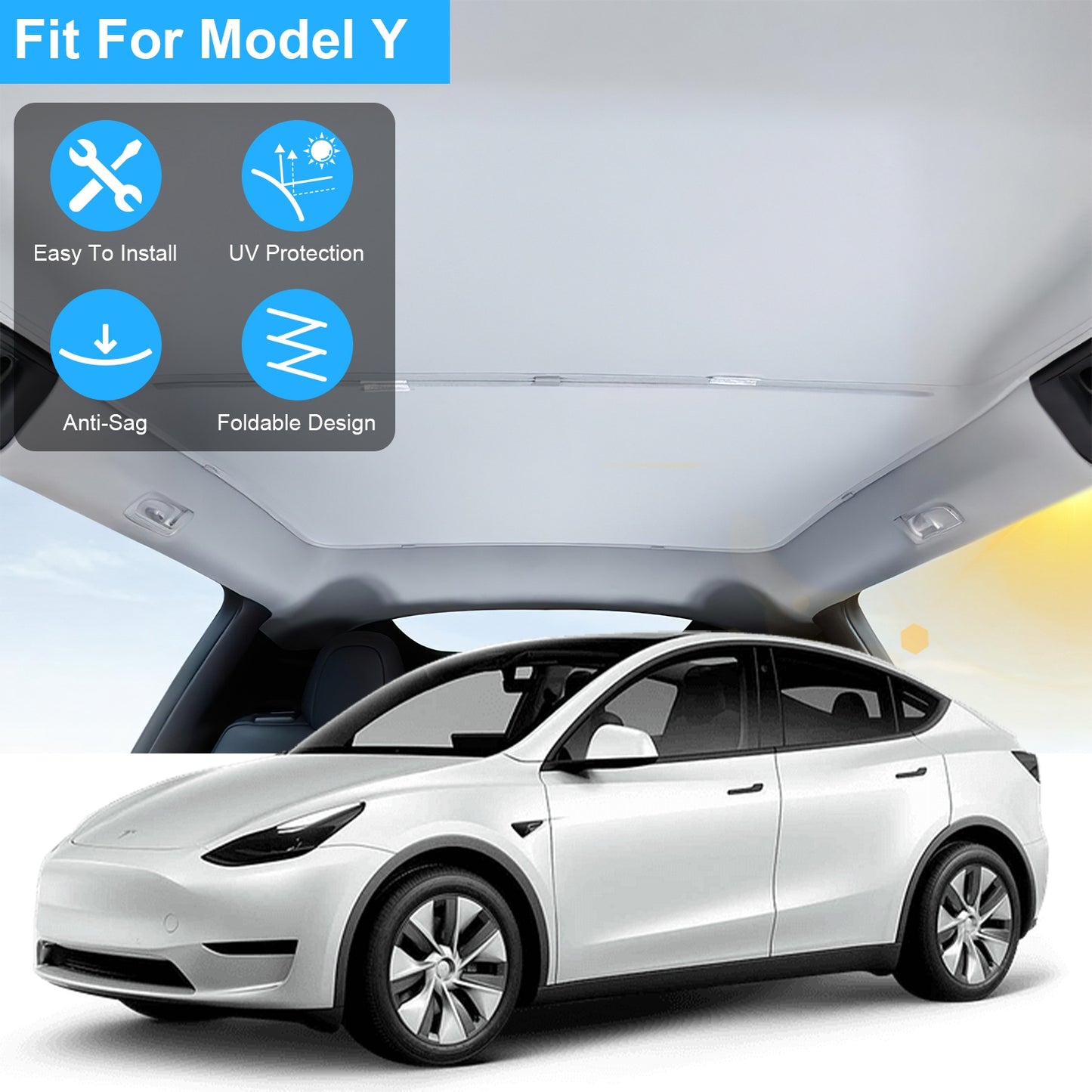 Tesla Model Y Sunshade Roof with UV Protection 2020-2024