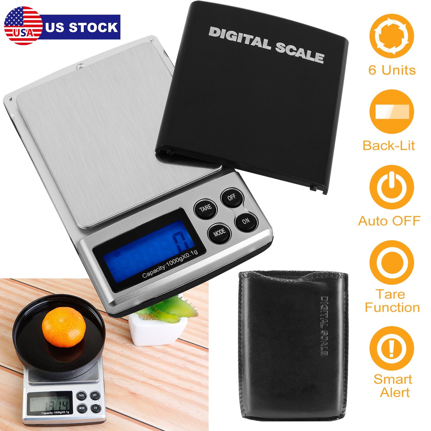Digital Pocket Scale 1000g x 0.1g with LCD Backlit Display