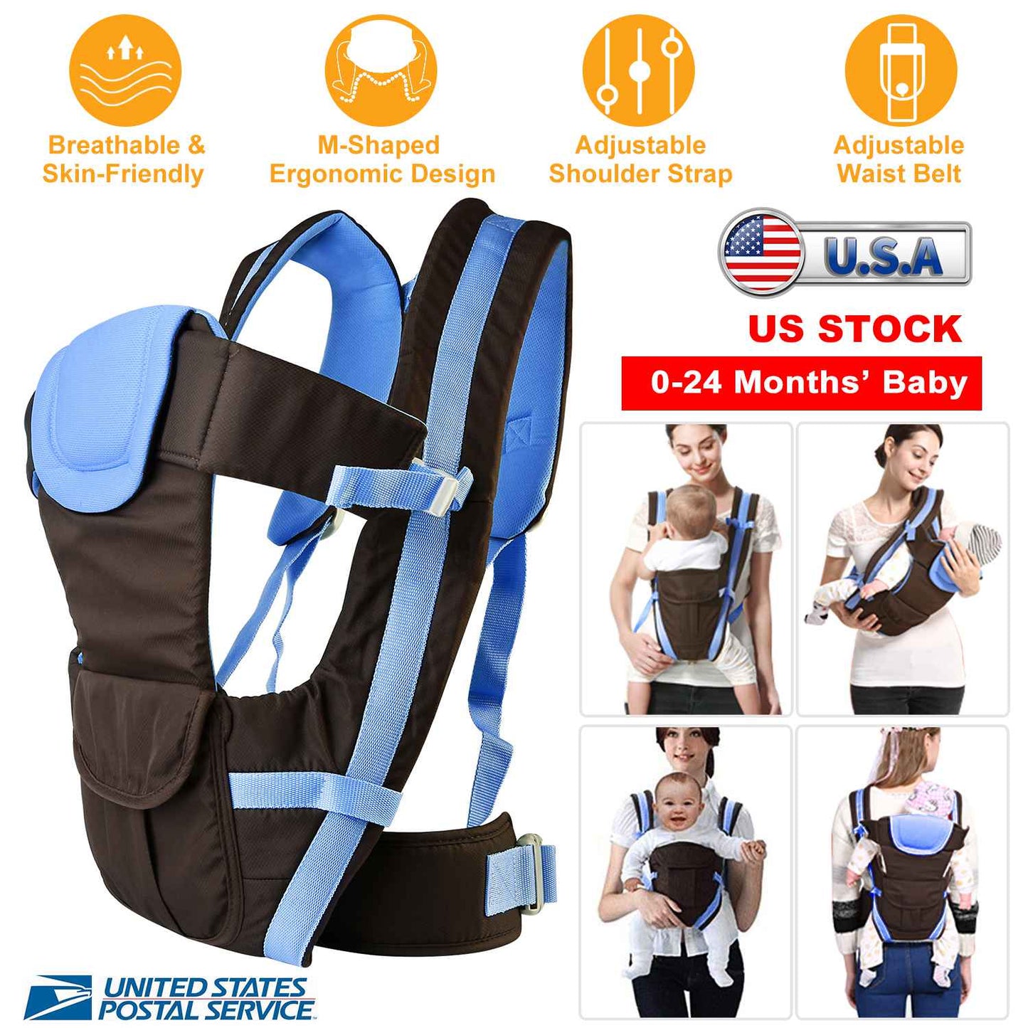 Baby Carrier with 4 Carrying Positions - Breathable & Adjustable