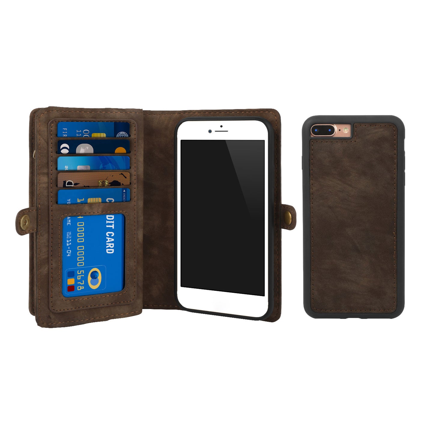 iPhone 8 Plus Wallet Case with 15 Card Slots & Detachable Cover