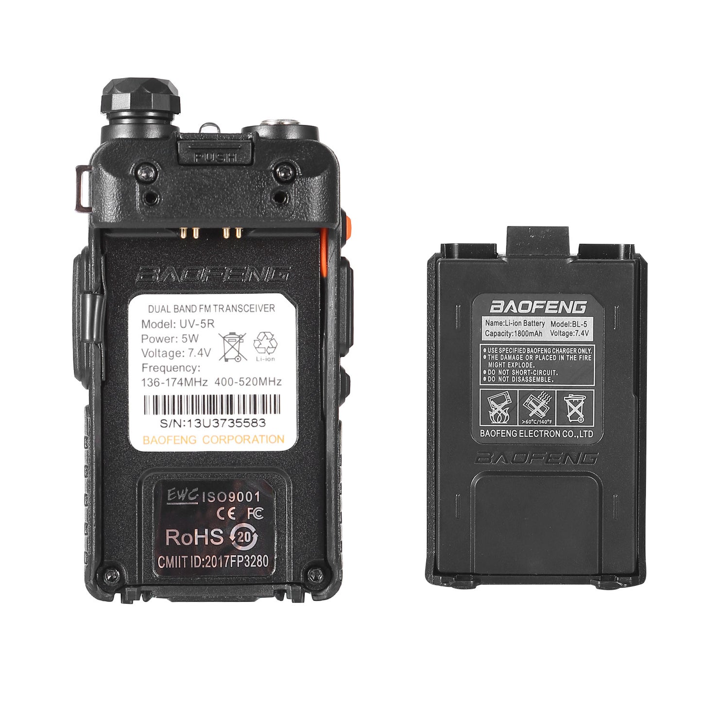 Dual Band Two Way Radio 5W VHF UHF Walkie Talkie