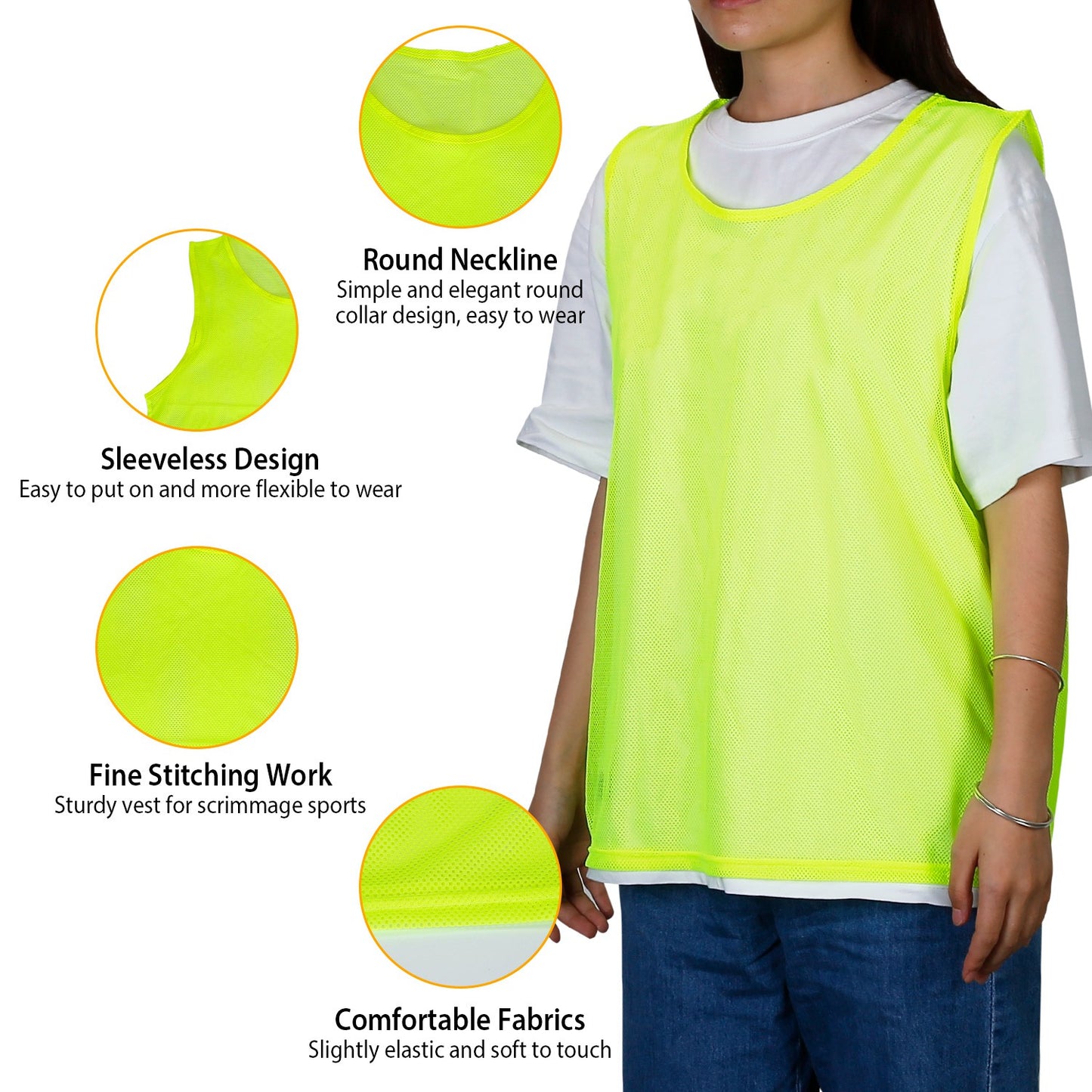 Mesh Scrimmage Vests 5-Pack for Team Sports Training