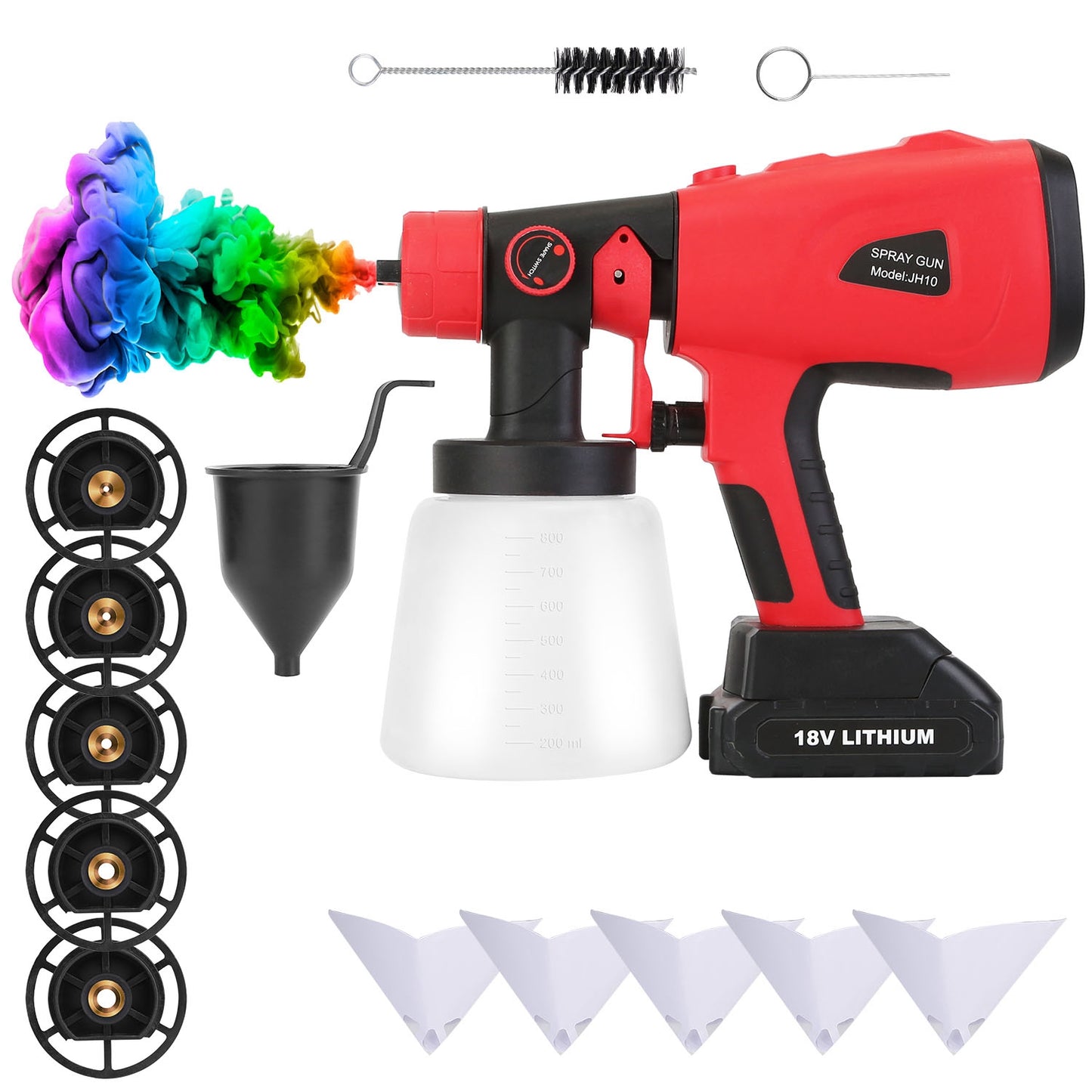 Cordless Electric Paint Sprayer with 5 Nozzles & 800ML Cup