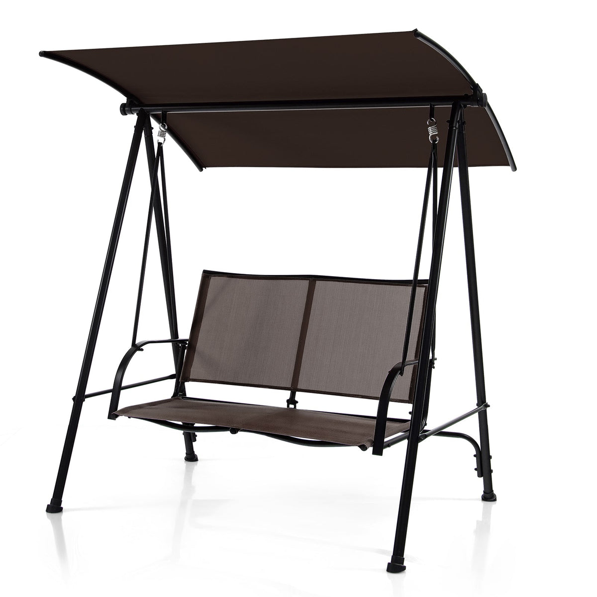 2-Seat Outdoor Canopy Swing with Comfortable Fabric Seat and Heavy-duty Metal Frame