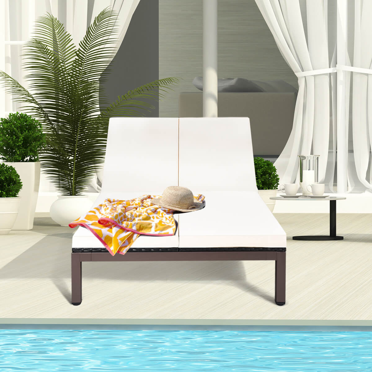 2-Person Patio Lounge Chair with Adjustable Backrest