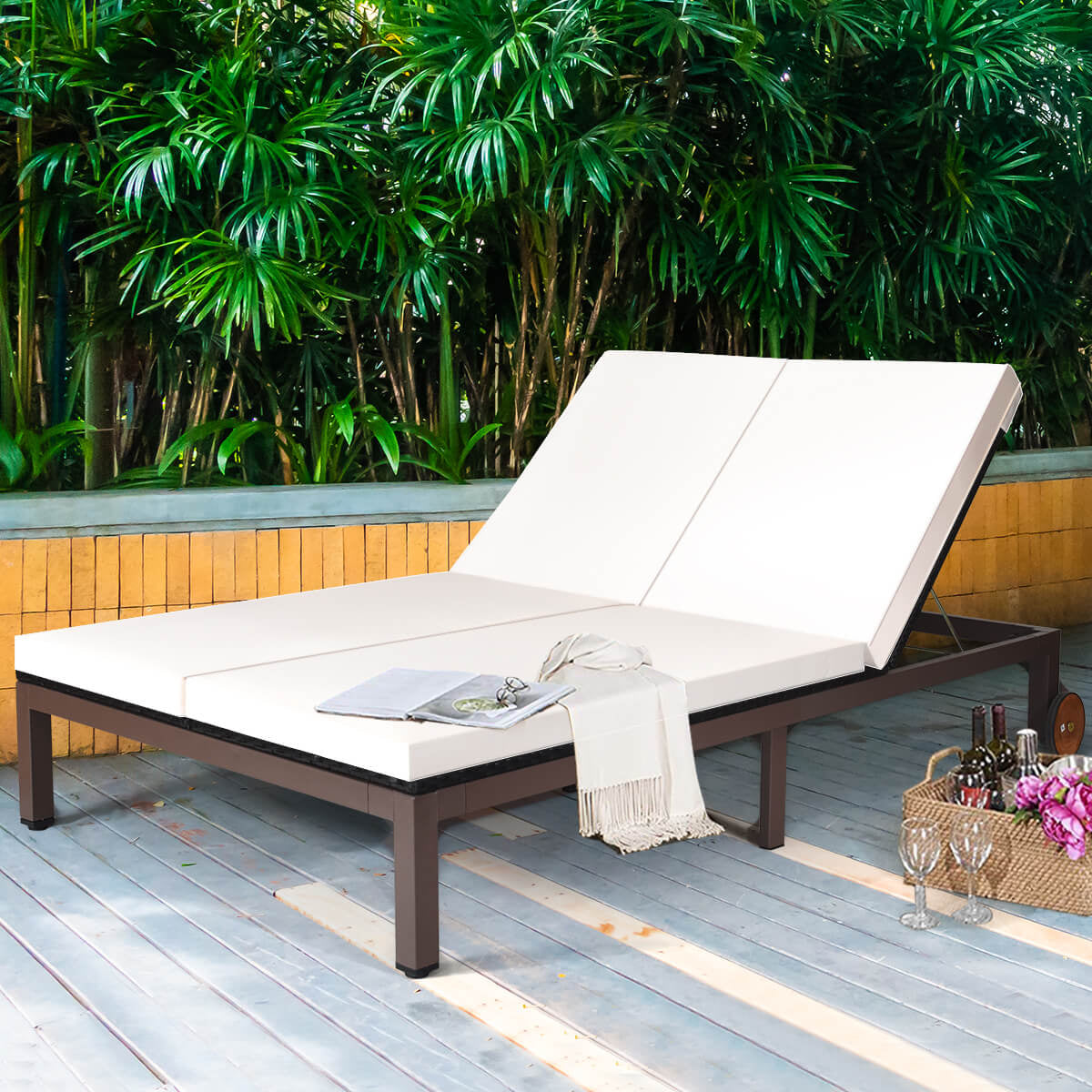 2-Person Patio Lounge Chair with Adjustable Backrest