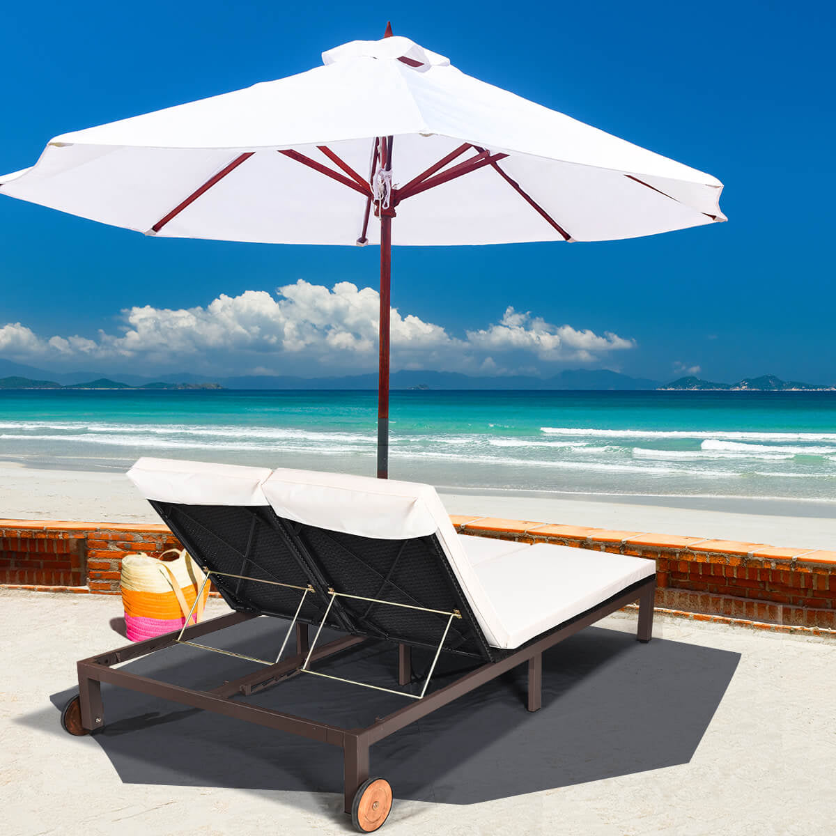 2-Person Patio Lounge Chair with Adjustable Backrest