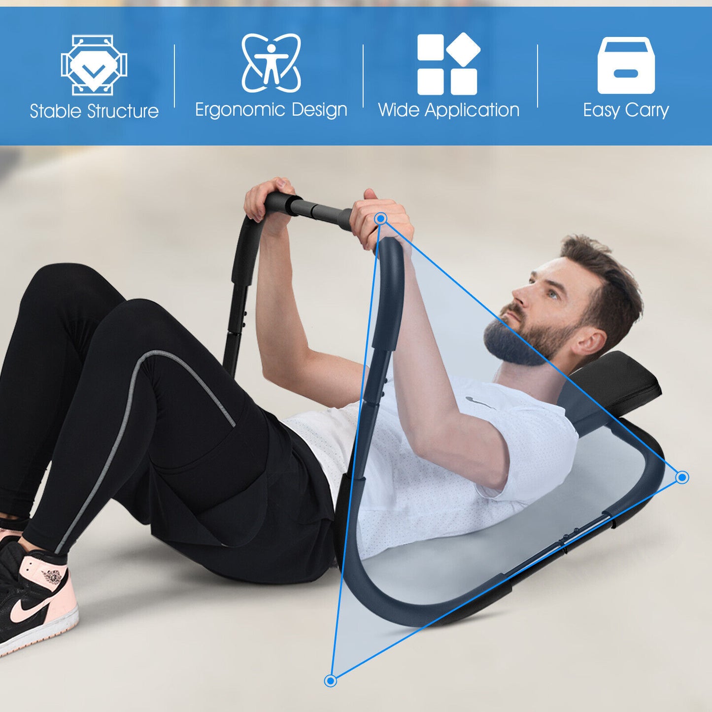 Portable AB Trainer with Headrest for Core Workouts