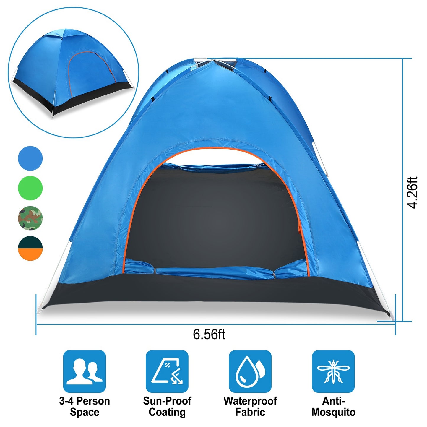 Pop Up Tent 4 Person Instant Setup Waterproof Camping Tent
