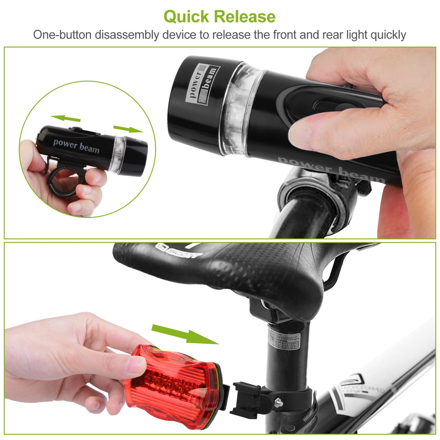 Bike Light Set Front and Rear IPX5 Water-Resistant LED