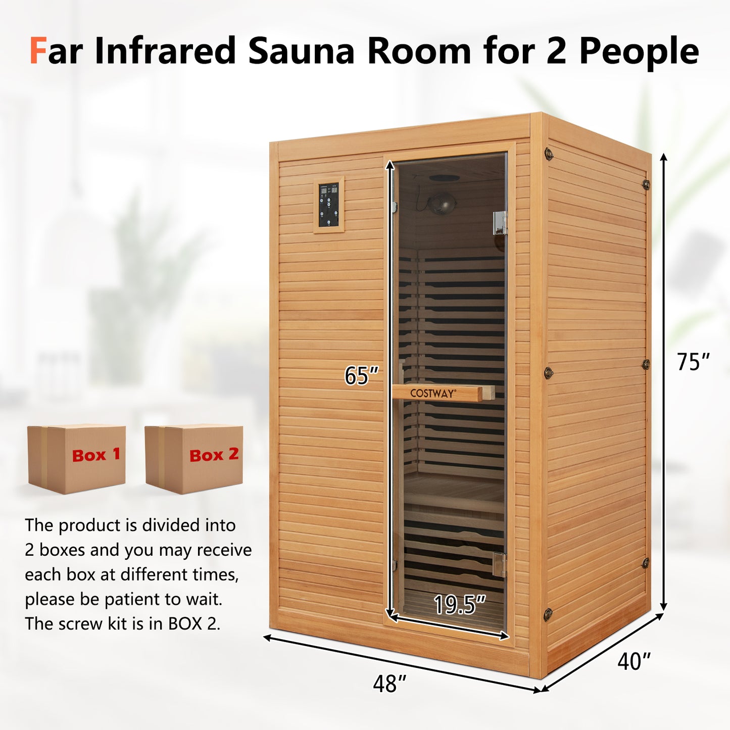 2-Person Infrared Sauna with Red Light Therapy Panel