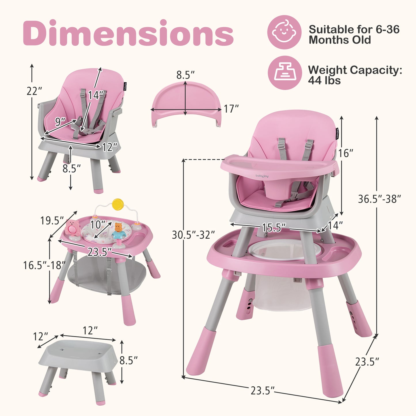 16-in-1 Convertible High Chair with Activity Center