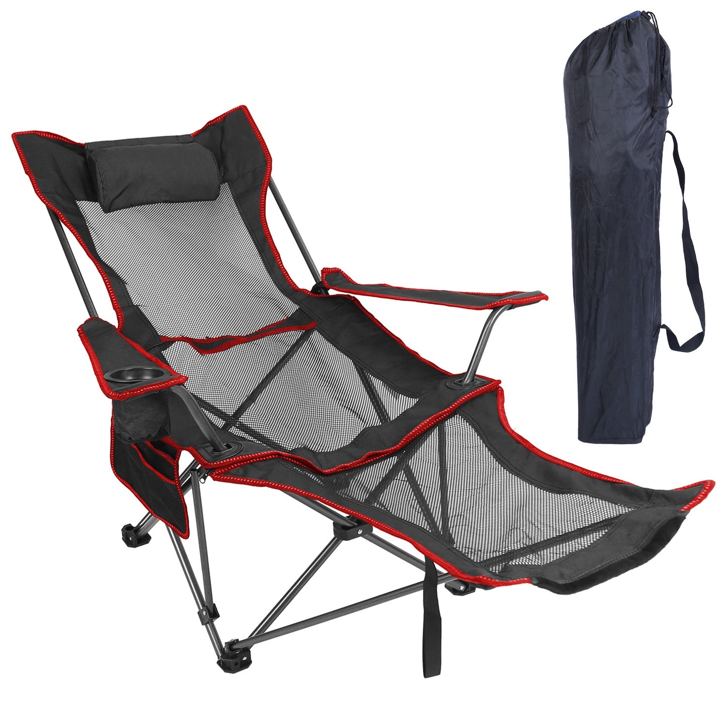 Foldable Camping Chair with Reclining Backrest - 330 LBS Capacity