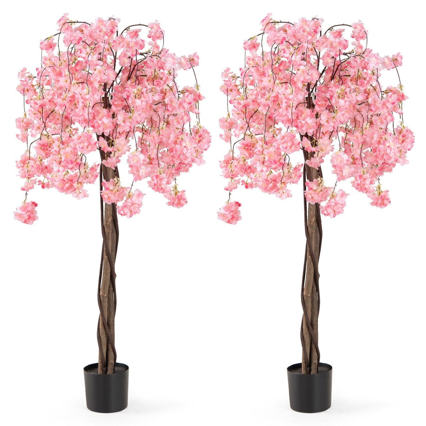 5.5 FT Tall Artificial Cherry Blossom Tree with Pink/White Flowers 2 Pack