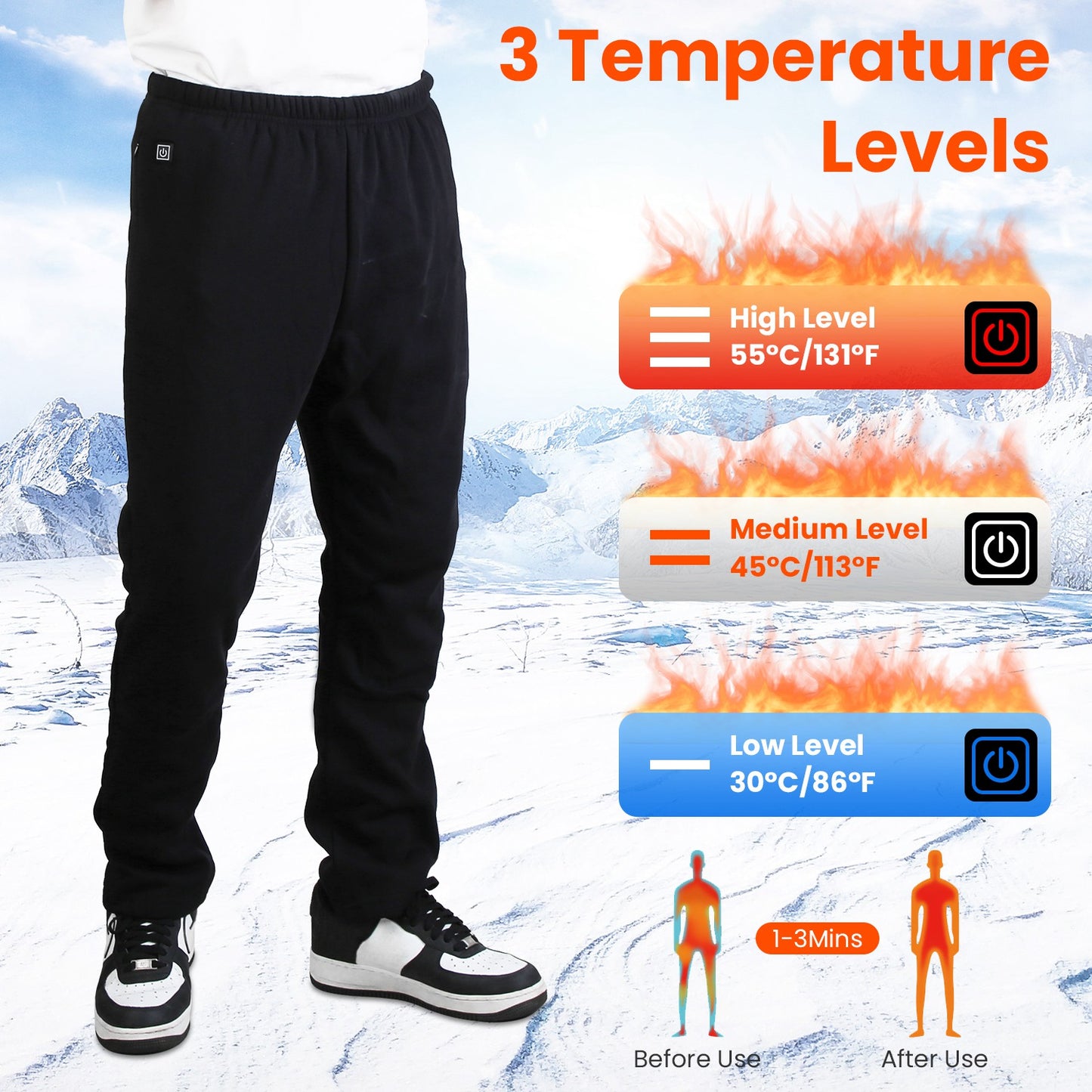 Heated Pants with 12 Heating Zones USB Powered