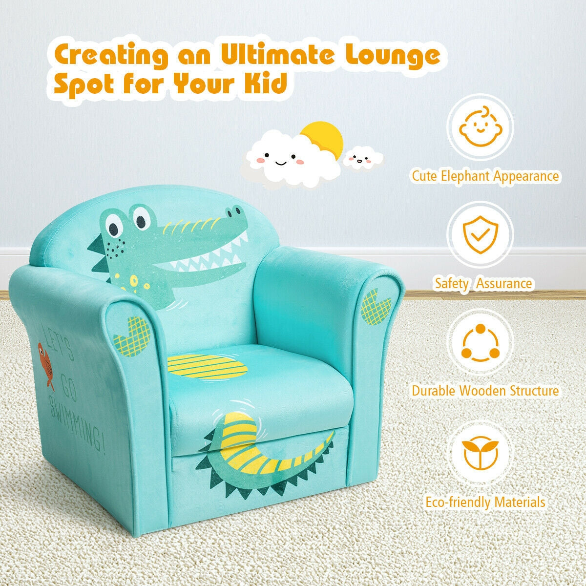 Kids Astronaut Armrest Upholstered Sofa Chair