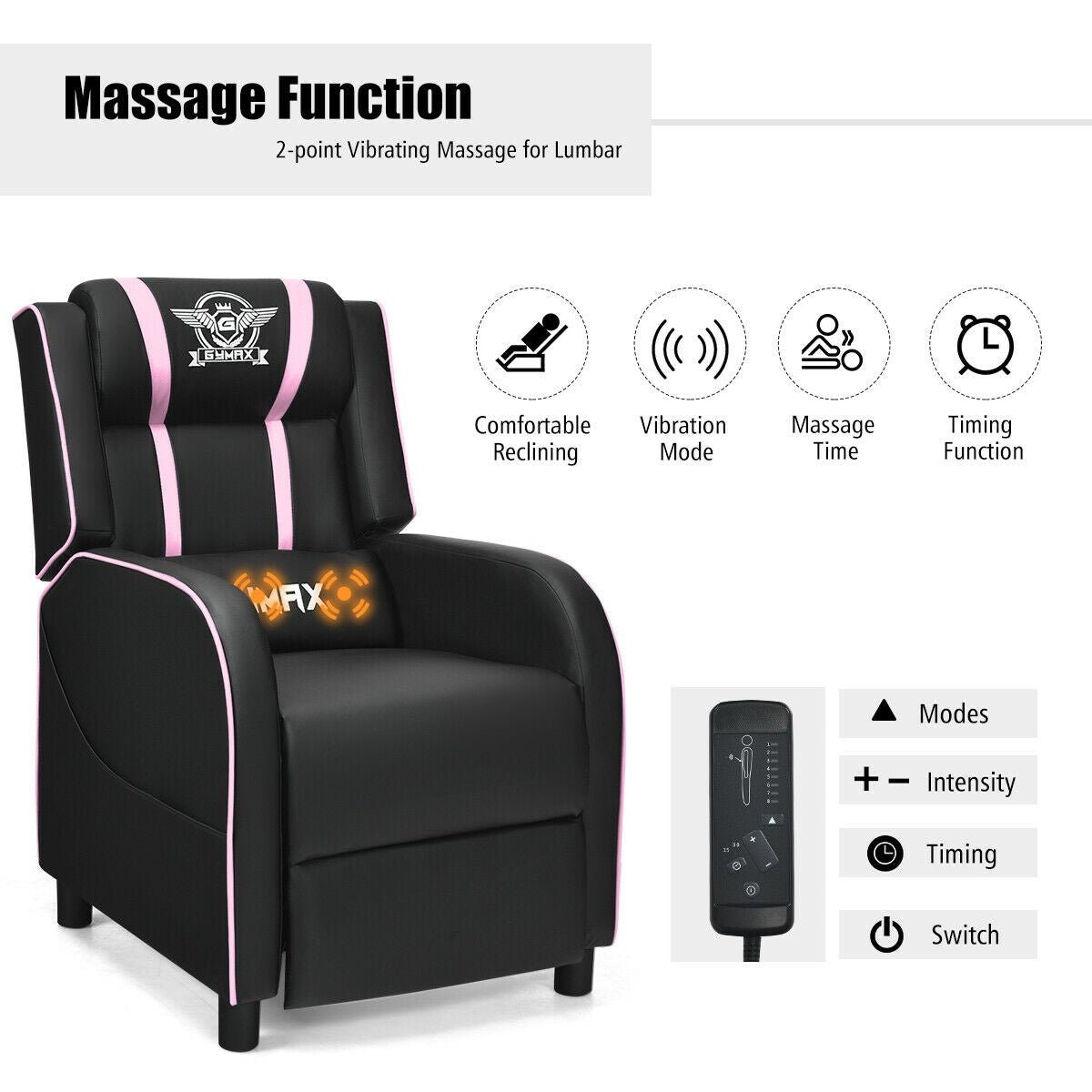 Gaming Recliner Chair with Massage and Footrest