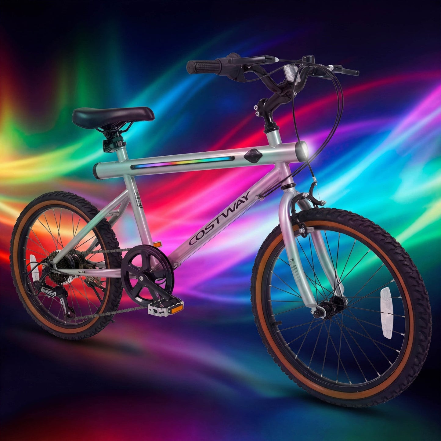 20 Inch LED-lit Cycling Bike with 2 Speakers and Ambient Lights for Men and Women