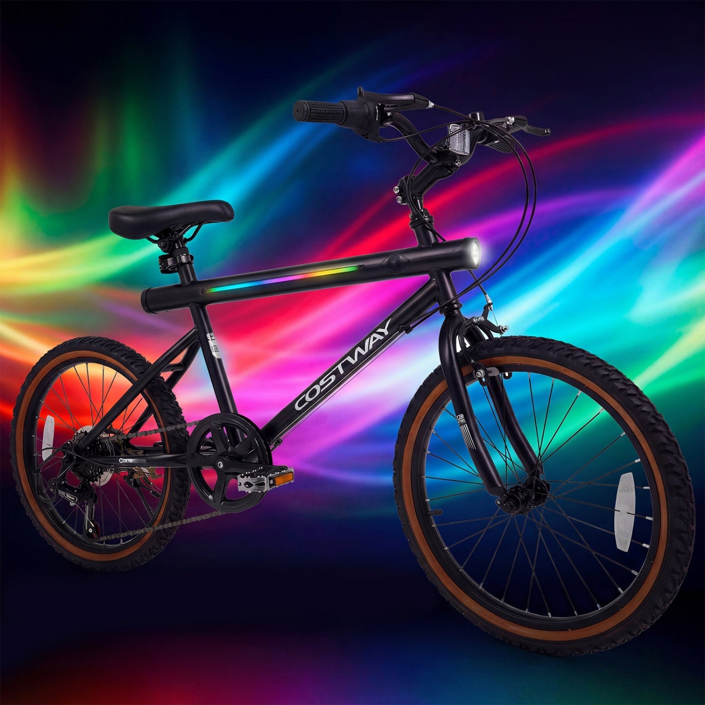 20 Inch LED-lit Cycling Bike with 2 Speakers and Ambient Lights for Men and Women