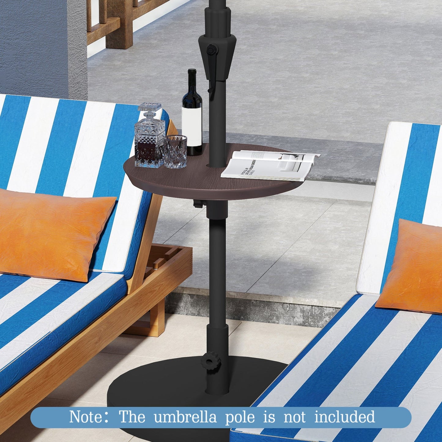 20 Inch Outdoor Adjustable Umbrella Table for 2 Sizes Patio Umbrella Pole