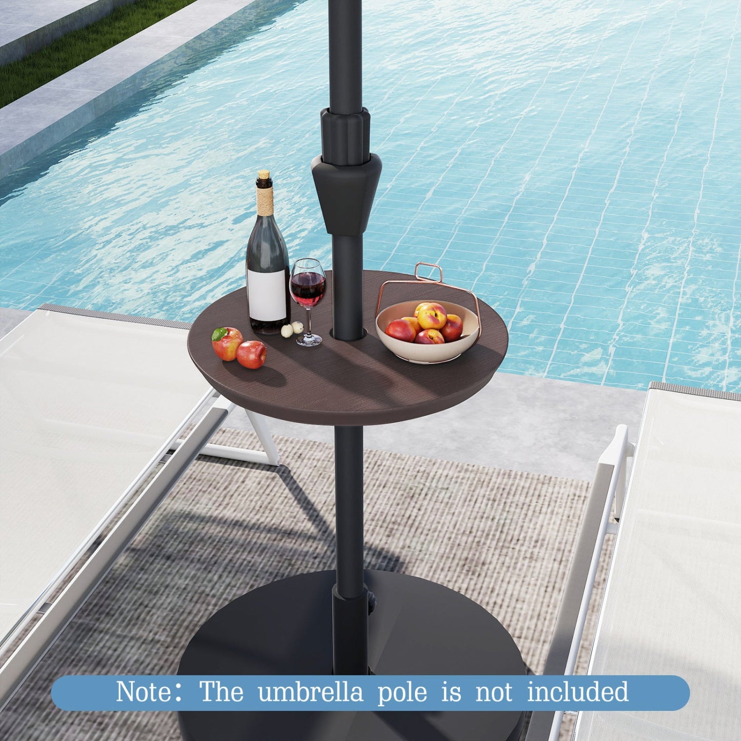 20 Inch Outdoor Adjustable Umbrella Table for 2 Sizes Patio Umbrella Pole