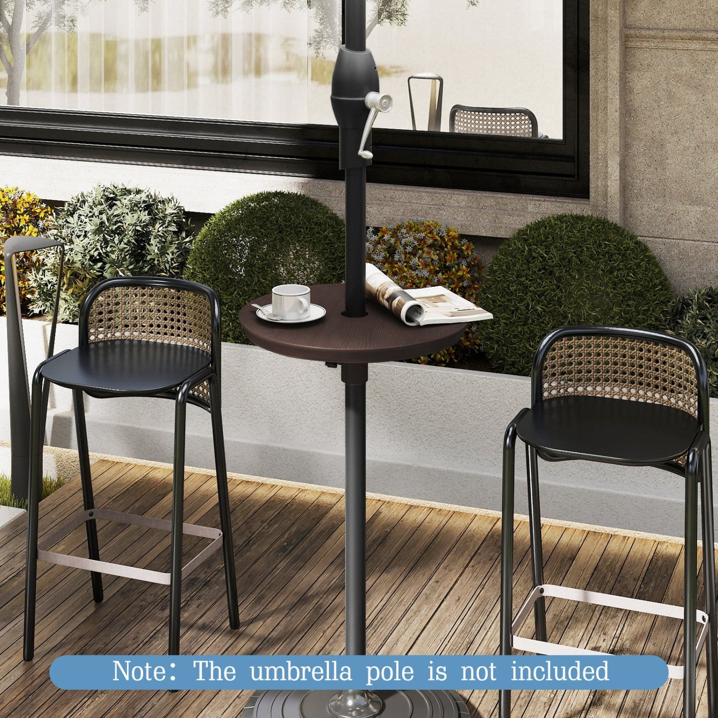 20 Inch Outdoor Adjustable Umbrella Table for 2 Sizes Patio Umbrella Pole