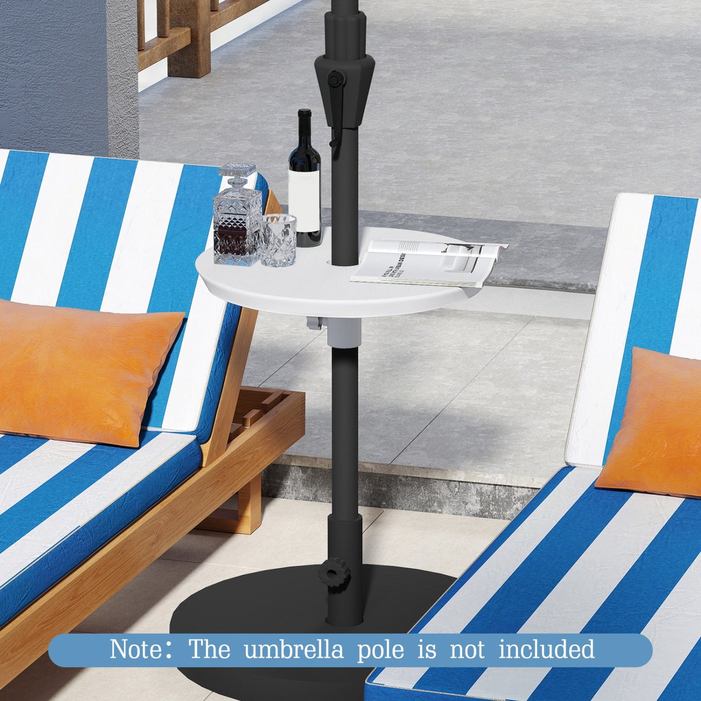 20 Inch Outdoor Adjustable Umbrella Table for 2 Sizes Patio Umbrella Pole