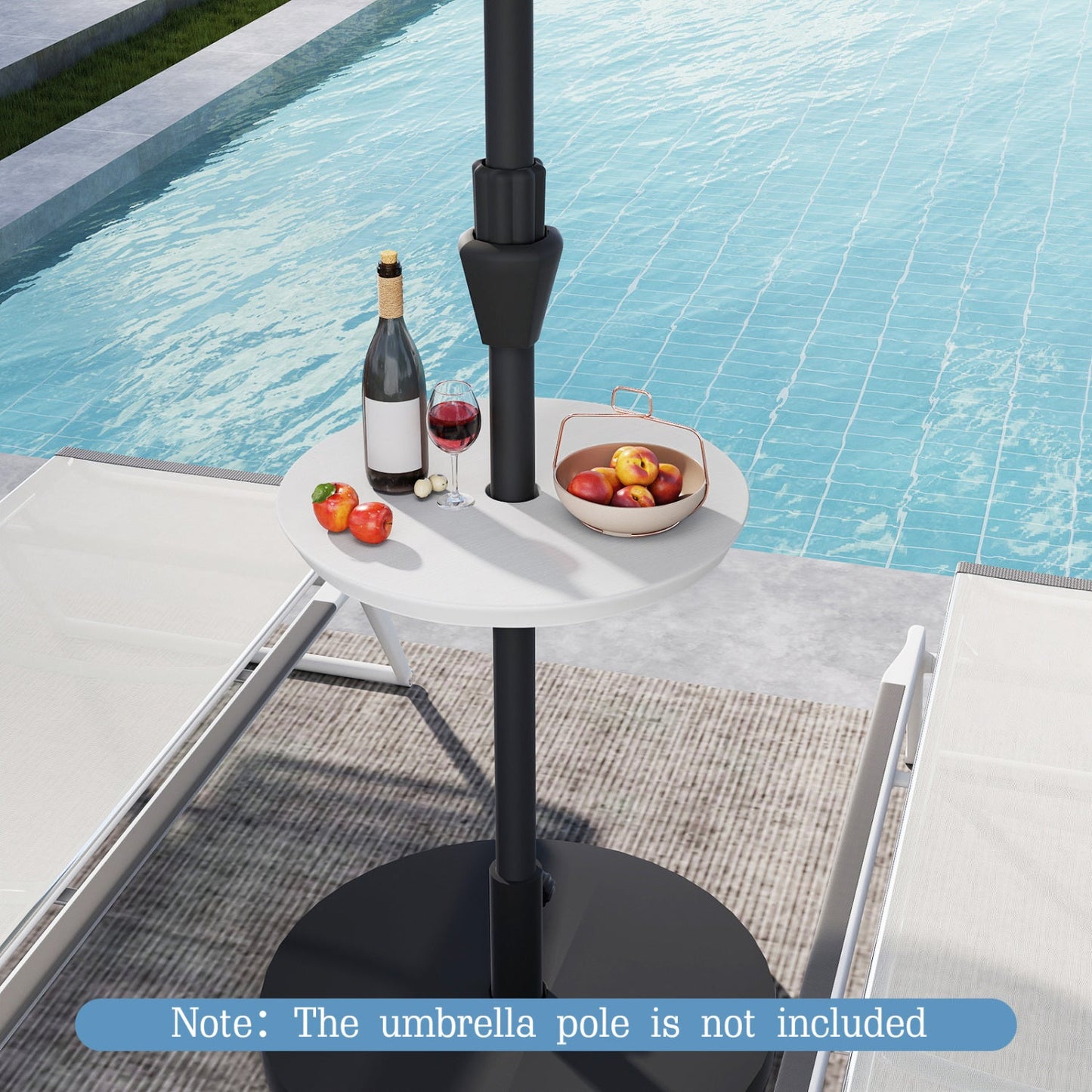 20 Inch Outdoor Adjustable Umbrella Table for 2 Sizes Patio Umbrella Pole