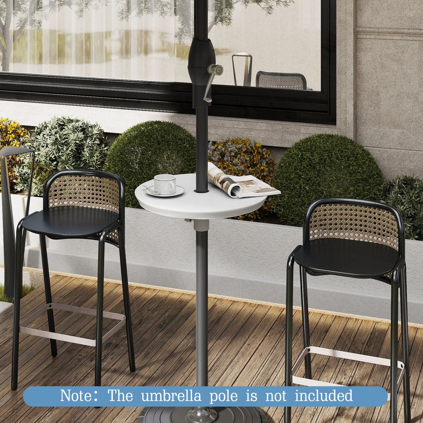 20 Inch Outdoor Adjustable Umbrella Table for 2 Sizes Patio Umbrella Pole