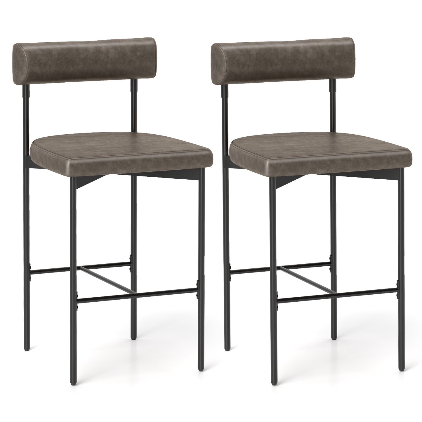 26 Inch Upholstered Bar Stools Set of 2 with Backrest