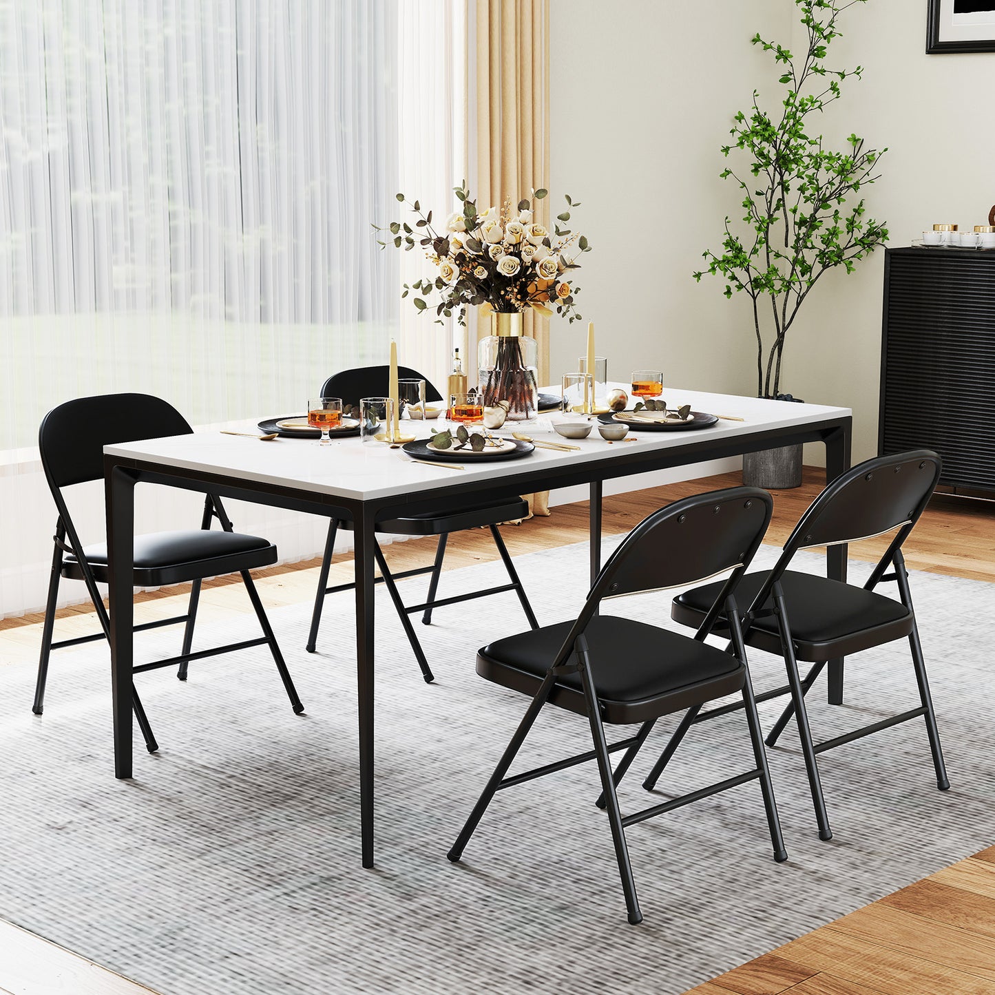 Folding Conference Chairs with Metal Frame - 2 Pack