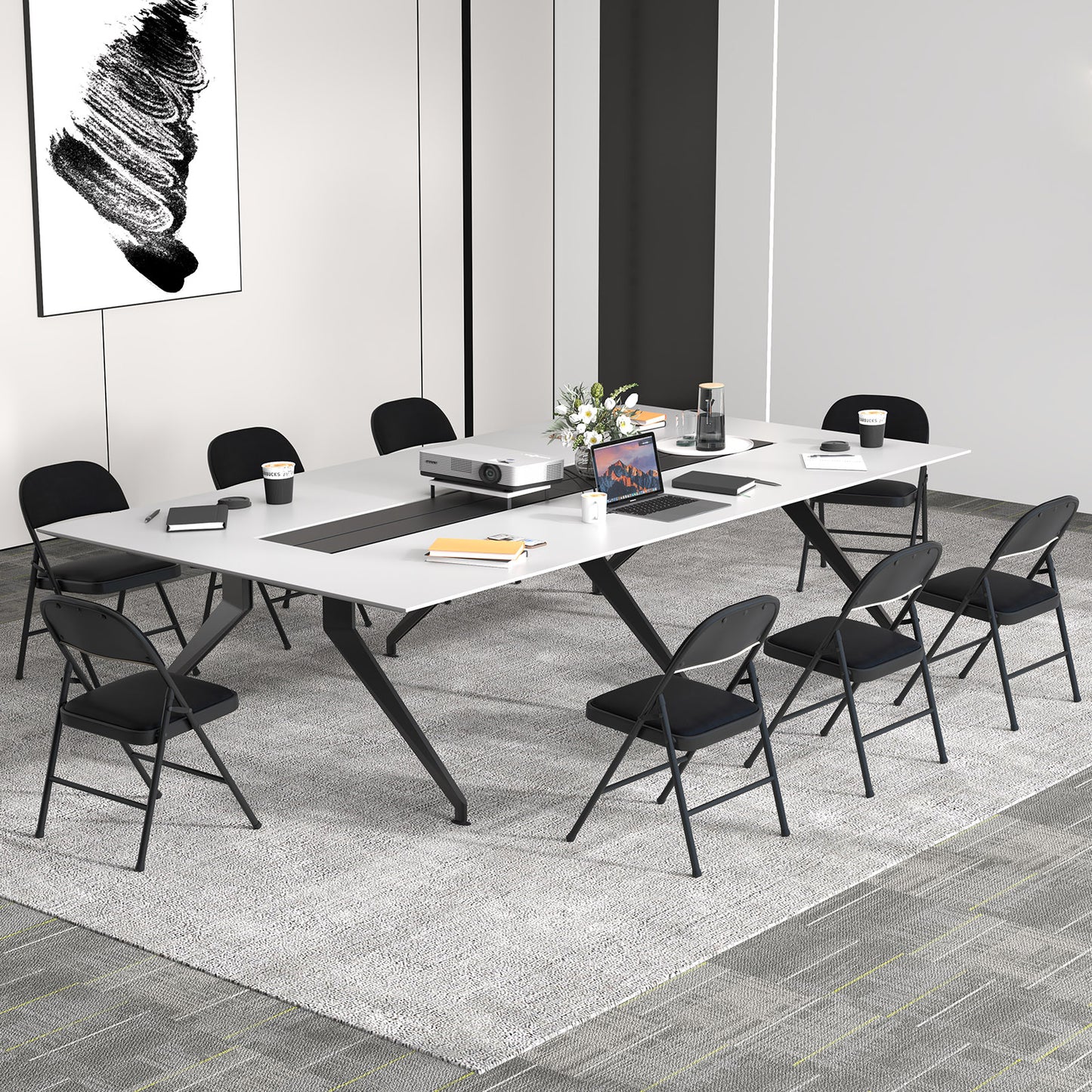 Folding Conference Chairs with Metal Frame - 2 Pack