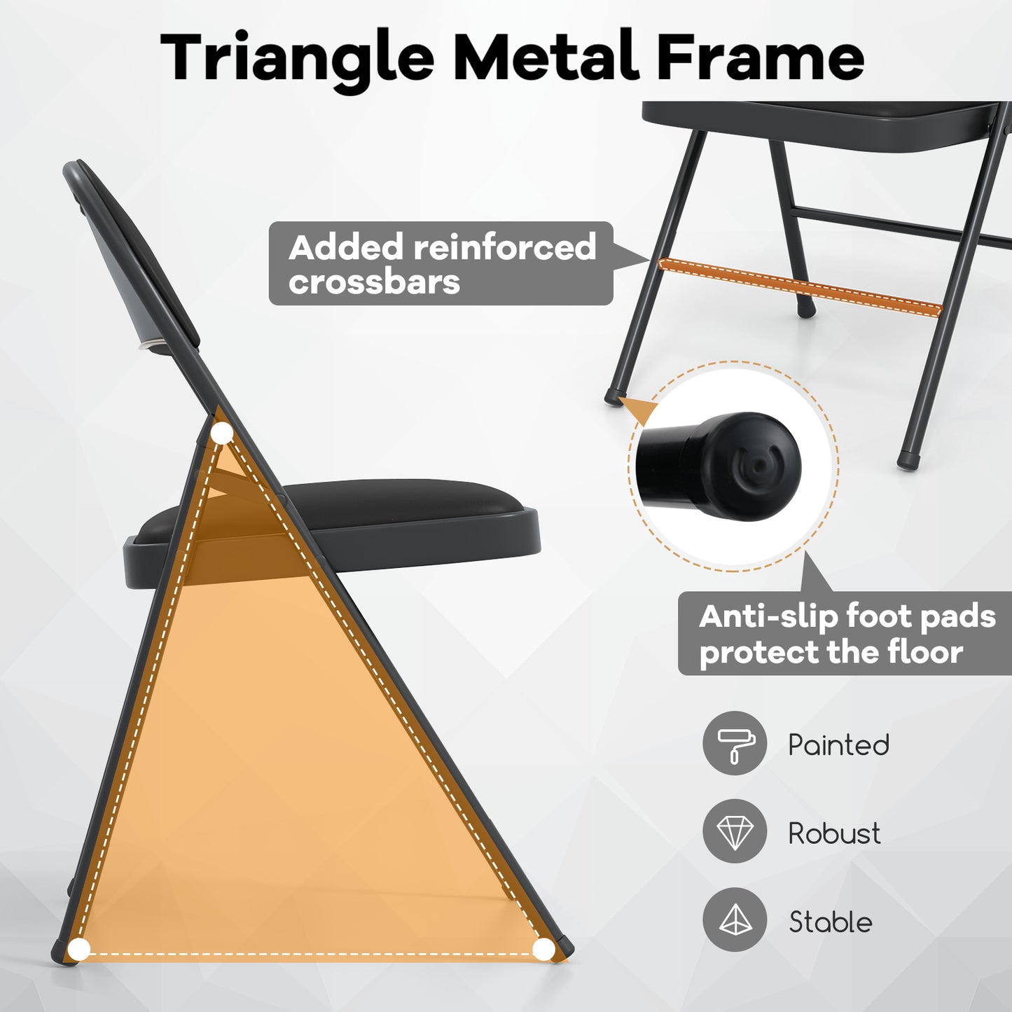 Folding Conference Chairs with Metal Frame - 2 Pack