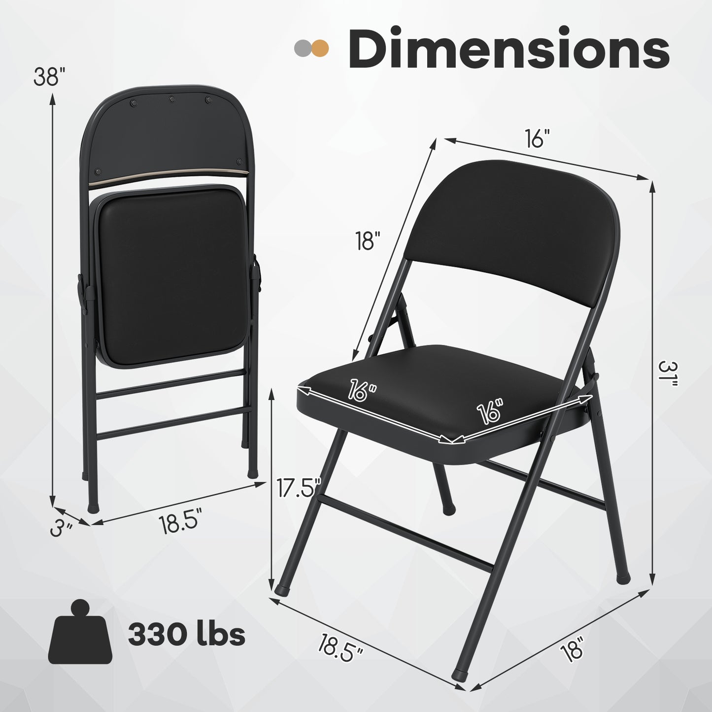 Folding Conference Chairs with Metal Frame - 2 Pack