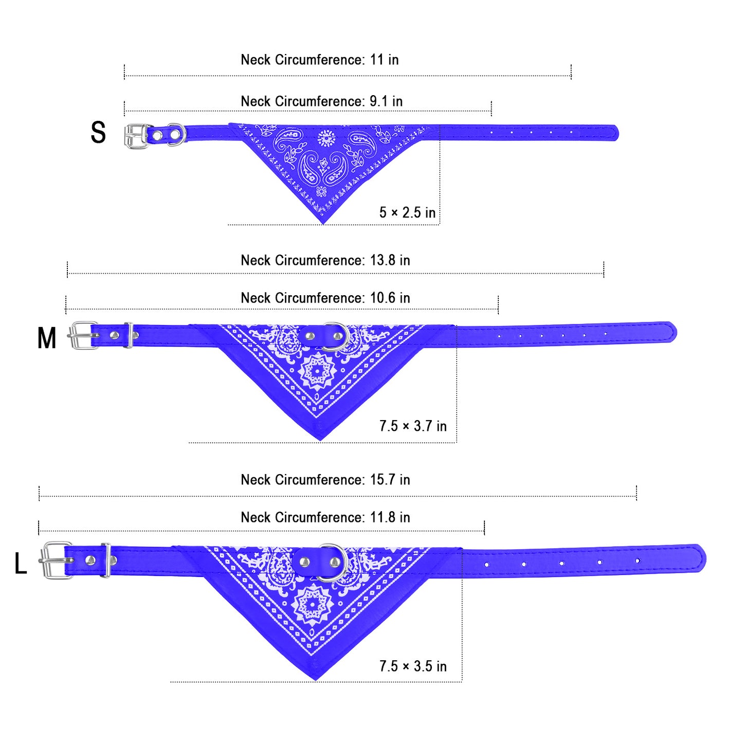 Dog Bandana Collar with Adjustable Leather Strap