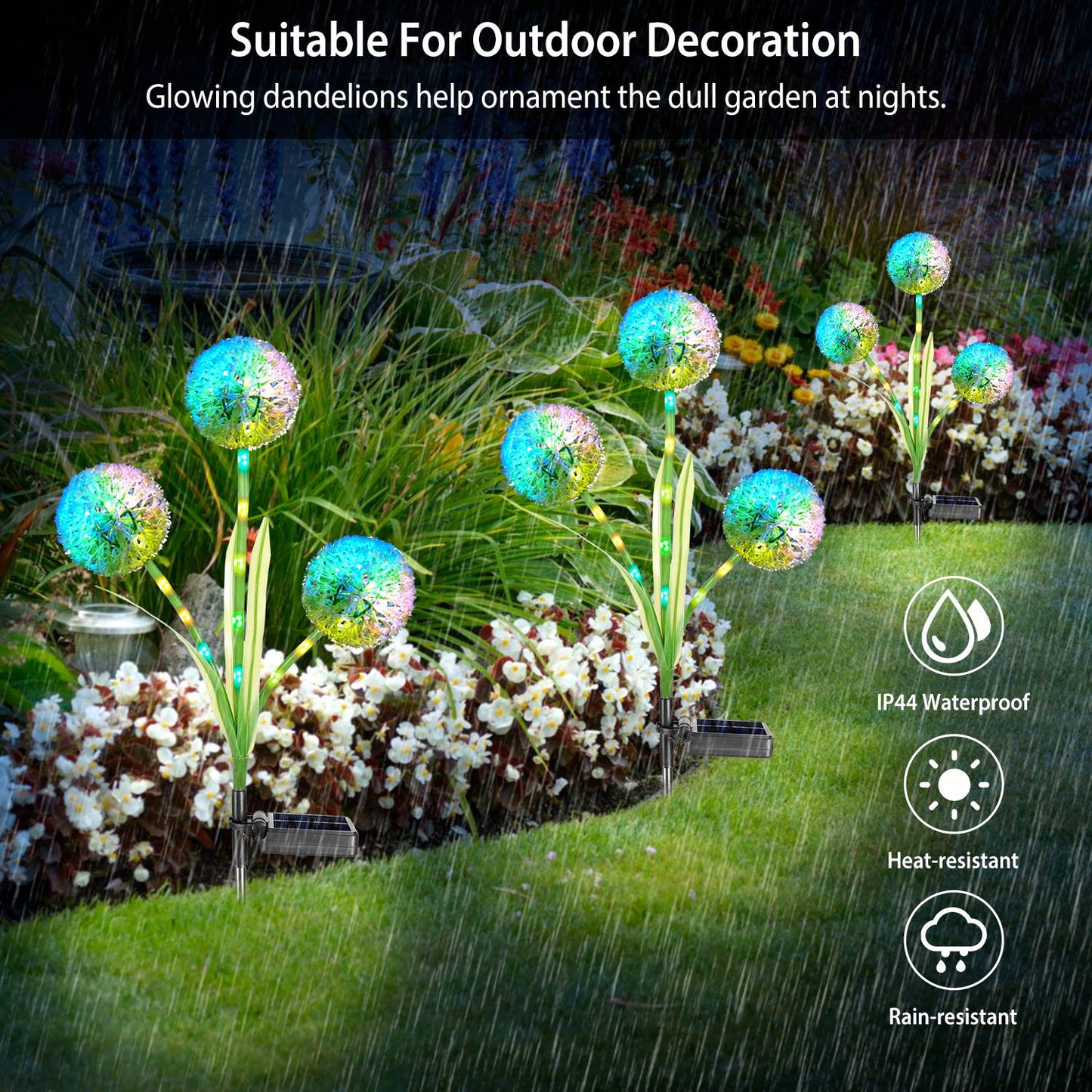 Solar Dandelion Garden Lights 36 LED Outdoor Pathway Stakes