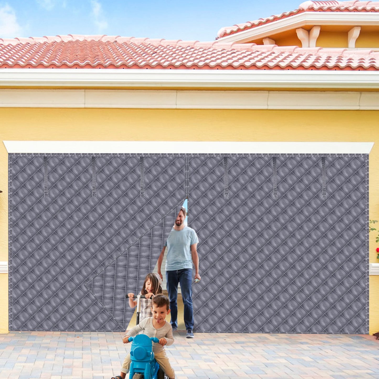 Magnetic Thermal Insulated Garage Door Curtain 16x7 FT