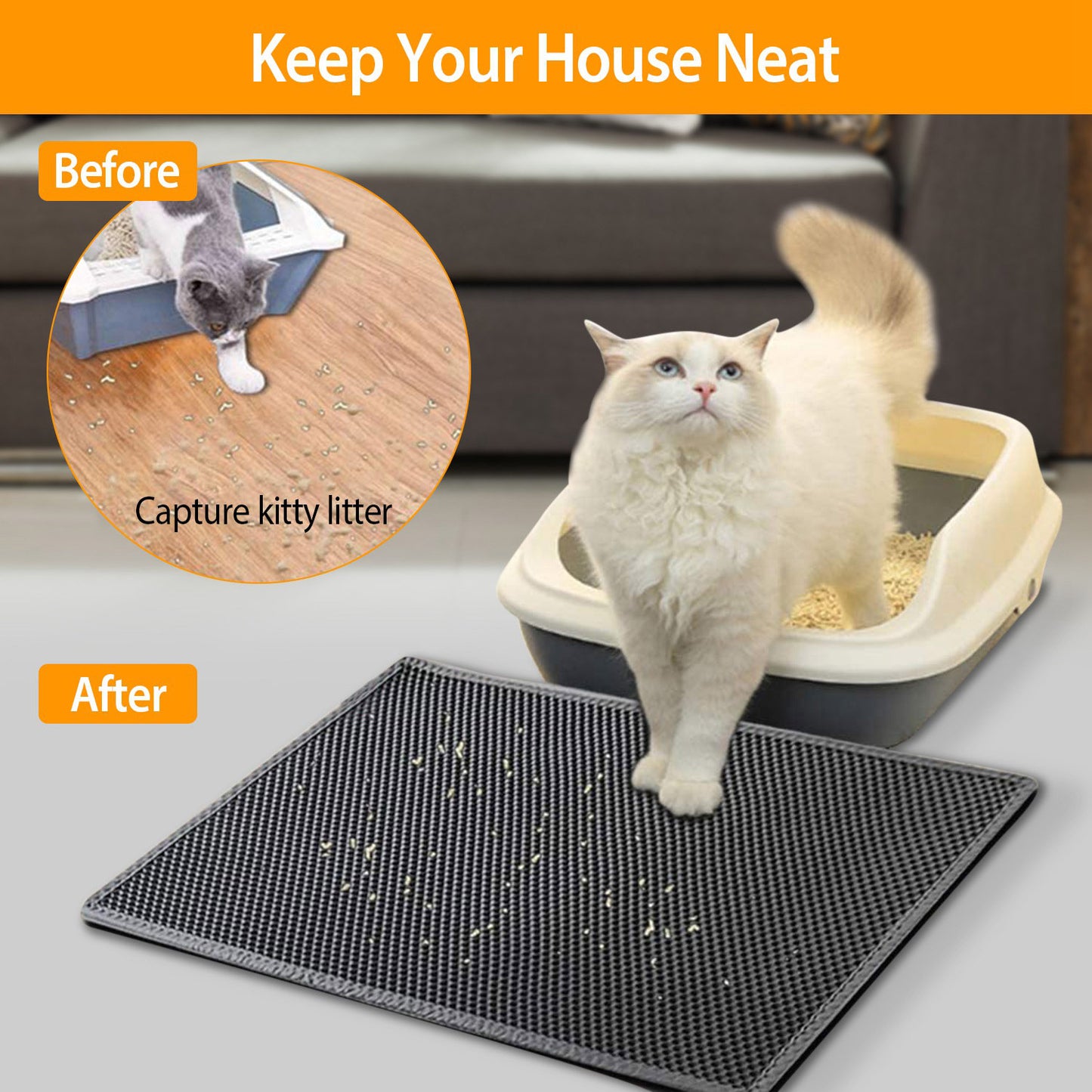 Double Layer Cat Litter Mat with Honeycomb Design