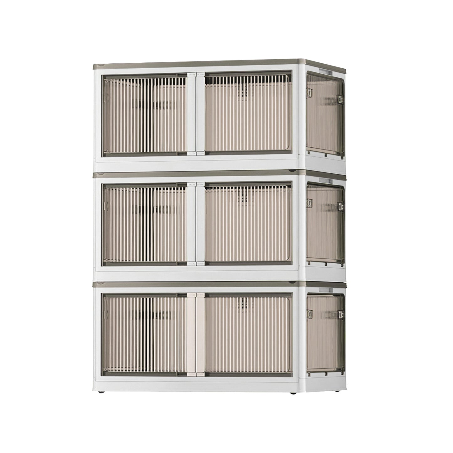Foldable Storage Bins with Lids & Wheels - 3 Pack Stackable